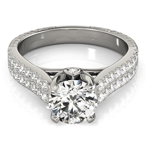 14k White Gold Round Diamond Engagement Ring with Pave Band (2 cttw) RCJ Rings  CELESTIA LUXE JEWELLERS