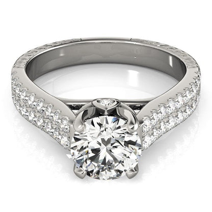 14k White Gold Round Diamond Engagement Ring with Pave Band (2 cttw) RCJ Rings  CELESTIA LUXE JEWELLERS