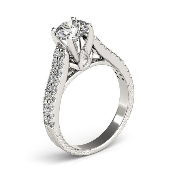 14k White Gold Round Diamond Engagement Ring with Pave Band (2 cttw) RCJ Rings  CELESTIA LUXE JEWELLERS