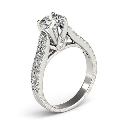 14k White Gold Round Diamond Engagement Ring with Pave Band (2 cttw) RCJ Rings  CELESTIA LUXE JEWELLERS