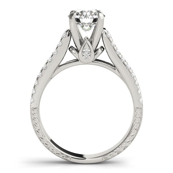 14k White Gold Round Diamond Engagement Ring with Pave Band (2 cttw) RCJ Rings  CELESTIA LUXE JEWELLERS