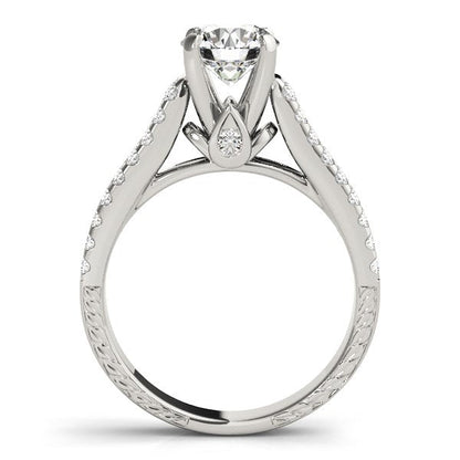 14k White Gold Round Diamond Engagement Ring with Pave Band (2 cttw) RCJ Rings  CELESTIA LUXE JEWELLERS