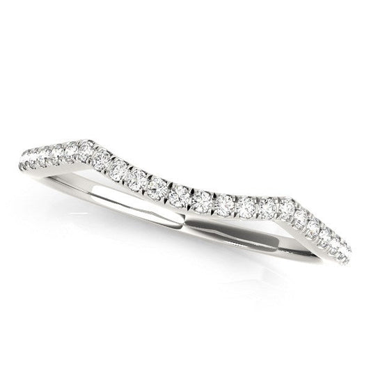 14k White Gold Diamond Pave Set Curved Wedding Band (1/8 cttw) RCJ Rings  CELESTIA LUXE JEWELLERS