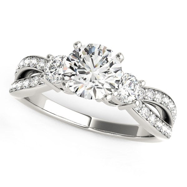 14k White Gold Split Shank Round Diamond Engagement Ring (1 5/8 cttw) RCJ Rings  CELESTIA LUXE JEWELLERS