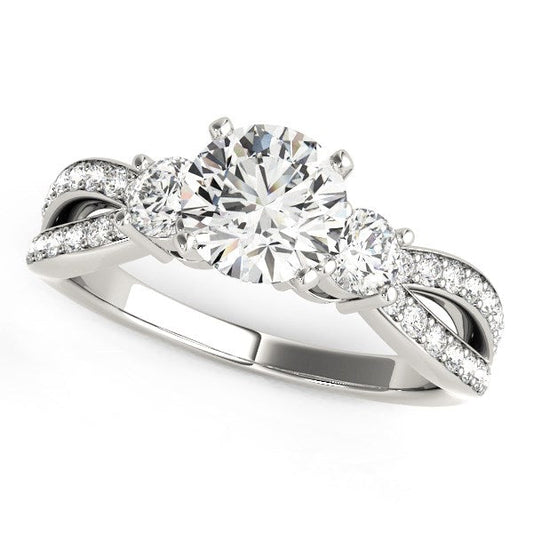14k White Gold Split Shank Round Diamond Engagement Ring (1 5/8 cttw) RCJ Rings  CELESTIA LUXE JEWELLERS