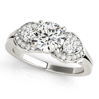14k White Gold 3 Stone Diamond Engagement Antique Style Ring (1 3/8 cttw) RCJ Rings  CELESTIA LUXE JEWELLERS