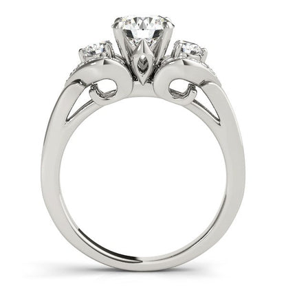 14k White Gold 3 Stone Diamond Engagement Antique Style Ring (1 3/8 cttw) RCJ Rings  CELESTIA LUXE JEWELLERS