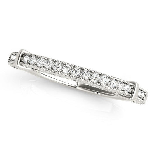 14k White Gold Bead Border Modern Wedding Band (1/8 cttw) RCJ Rings  CELESTIA LUXE JEWELLERS
