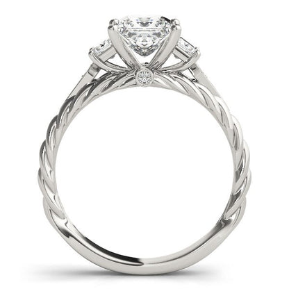 14k White Gold Princess Cut 3 Stone Antique Style Diamond Ring (1 1/8 cttw) RCJ Rings  CELESTIA LUXE JEWELLERS