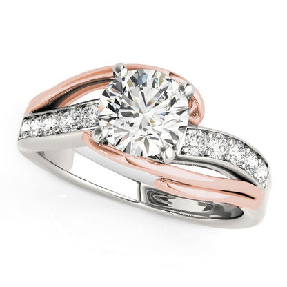 14k White And Rose Gold Bypass Shank Diamond Engagement Ring (1 1/8 cttw) RCJ Rings  CELESTIA LUXE JEWELLERS