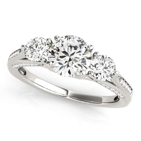 14k White Gold 3 Stone Style Round Diamond Engagement Ring (1 3/4 cttw) RCJ Rings  CELESTIA LUXE JEWELLERS