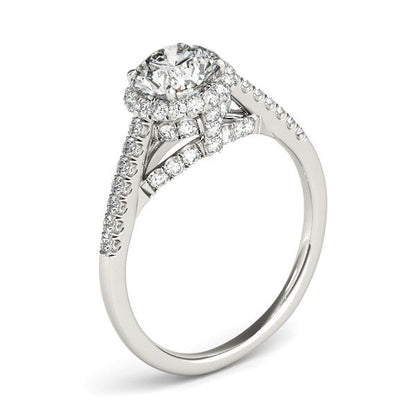14k White Gold Round Cut Pave Set Shank Diamond Engagement Ring (1 3/8 cttw) RCJ Rings  CELESTIA LUXE JEWELLERS