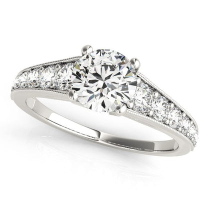 14k White Gold Antique Tapered Shank Diamond Engagement Ring (1 3/8 cttw) RCJ Rings  CELESTIA LUXE JEWELLERS