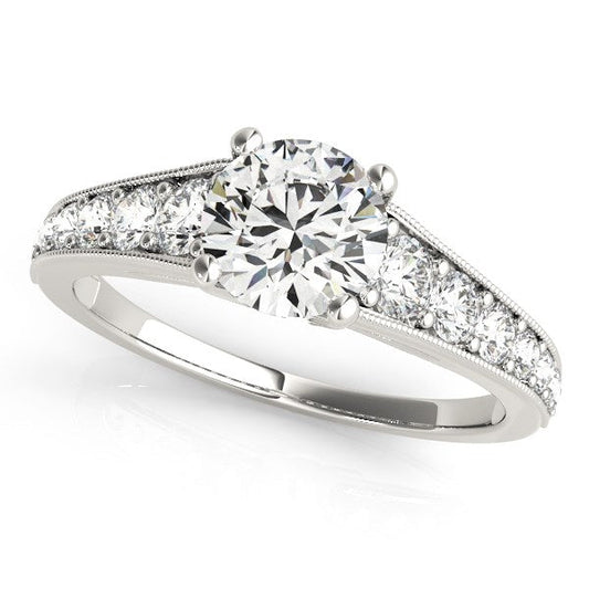 14k White Gold Antique Tapered Shank Diamond Engagement Ring (1 3/8 cttw) RCJ Rings  CELESTIA LUXE JEWELLERS