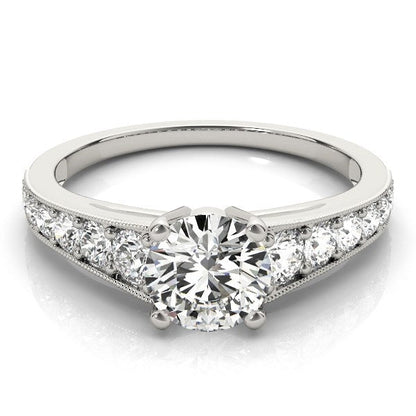 14k White Gold Antique Tapered Shank Diamond Engagement Ring (1 3/8 cttw) RCJ Rings  CELESTIA LUXE JEWELLERS