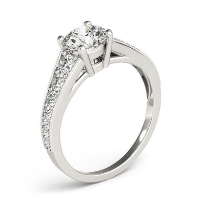 14k White Gold Antique Tapered Shank Diamond Engagement Ring (1 3/8 cttw) RCJ Rings  CELESTIA LUXE JEWELLERS