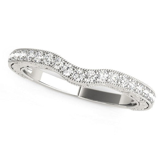 14k White Gold Antique Style Milgrained Curved Diamond Ring (1/4 cttw) RCJ Rings  CELESTIA LUXE JEWELLERS