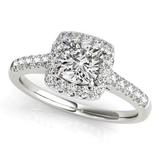 14k White Gold Square Outer Shape Round Diamond Engagement Ring (3/4 cttw) RCJ Rings  CELESTIA LUXE JEWELLERS