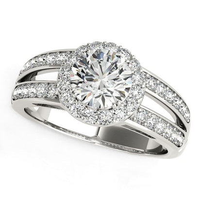 14k White Gold Round Split Shank Style Diamond Engagement Ring (1 1/2 cttw) RCJ Rings  CELESTIA LUXE JEWELLERS