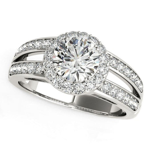 14k White Gold Round Split Shank Style Diamond Engagement Ring (1 1/2 cttw) RCJ Rings  CELESTIA LUXE JEWELLERS