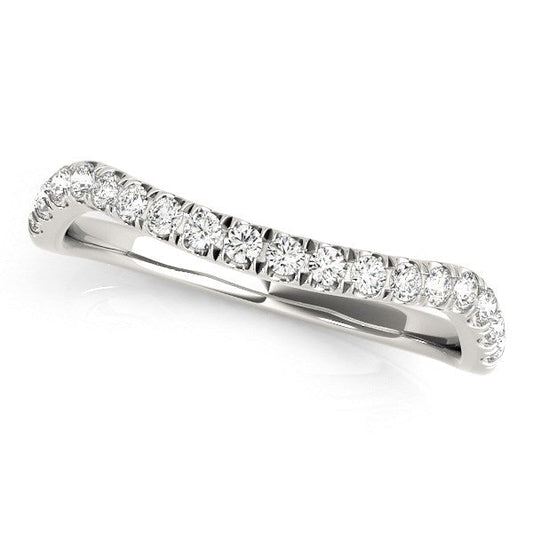 14k White Gold Curved Design Diamond Wedding Band (1/4 cttw) RCJ Rings  CELESTIA LUXE JEWELLERS