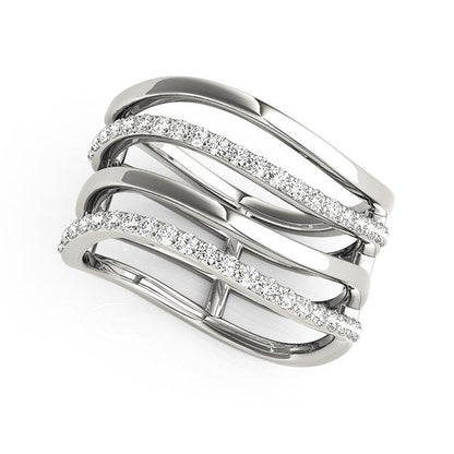14k White Gold Multiple Band Design Ring with Diamonds (3/8 cttw) RCJ Rings  CELESTIA LUXE JEWELLERS