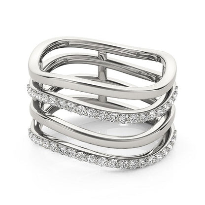 14k White Gold Multiple Band Design Ring with Diamonds (3/8 cttw) RCJ Rings  CELESTIA LUXE JEWELLERS