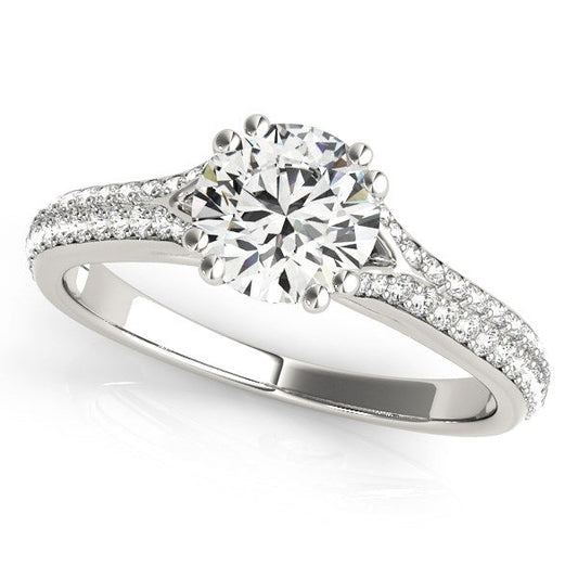 14k White Gold Double Prong Multirow Band Diamond Engagement Ring (1 1/8 cttw) RCJ Rings  CELESTIA LUXE JEWELLERS