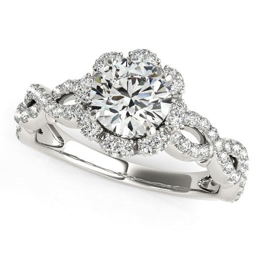 14k White Gold Flower Motif Split Shank Diamond Engagement Ring (1 5/8 cttw) RCJ Rings  CELESTIA LUXE JEWELLERS