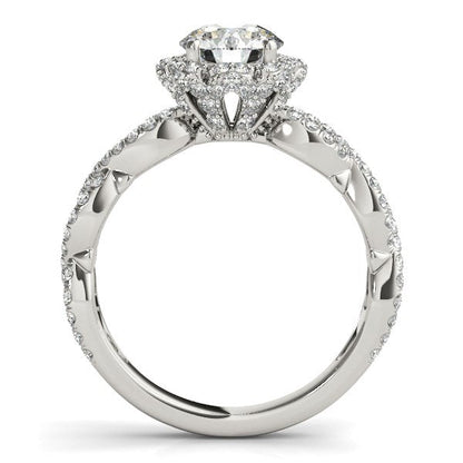 14k White Gold Flower Motif Split Shank Diamond Engagement Ring (1 5/8 cttw) RCJ Rings  CELESTIA LUXE JEWELLERS