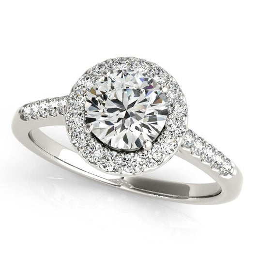 14k White Gold Halo Diamond Engagement Ring (1 3/8 cttw) RCJ Rings  CELESTIA LUXE JEWELLERS