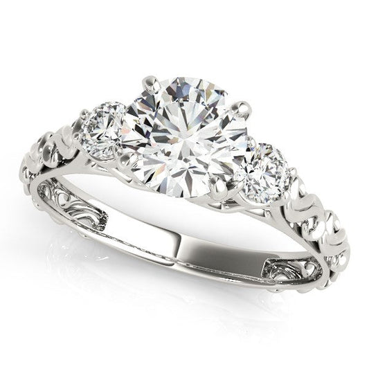 14k White Gold Antique Design 3 Stone Diamond Engagement Ring (1 3/4 cttw) RCJ Rings  CELESTIA LUXE JEWELLERS