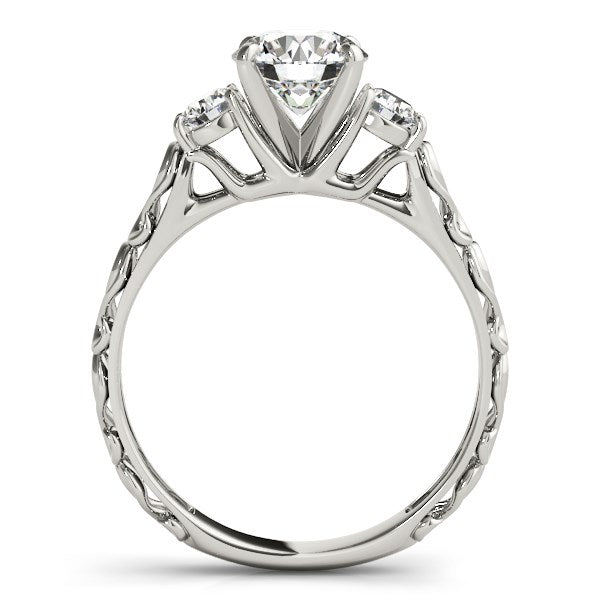14k White Gold Antique Design 3 Stone Diamond Engagement Ring (1 3/4 cttw) RCJ Rings  CELESTIA LUXE JEWELLERS