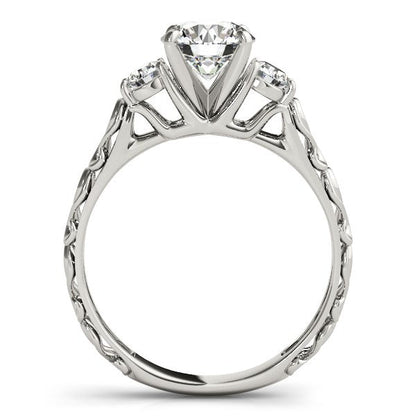 14k White Gold Antique Design 3 Stone Diamond Engagement Ring (1 3/4 cttw) RCJ Rings  CELESTIA LUXE JEWELLERS
