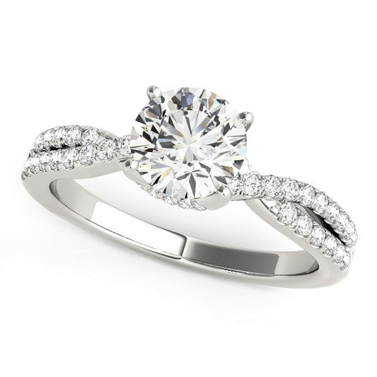 14k White Gold Fancy Prong Split Shank Diamond Engagement Ring (1 1/4 cttw) RCJ Rings  CELESTIA LUXE JEWELLERS