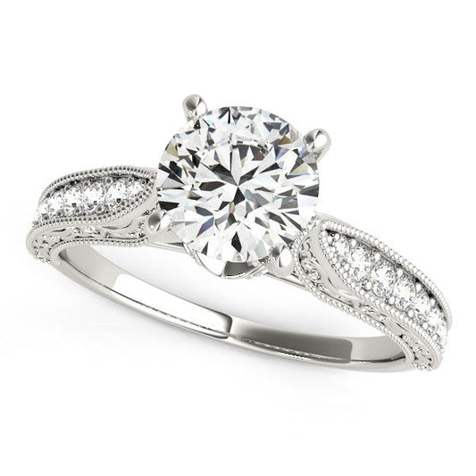 14k White Gold Antique Design Diamond Engagement Ring (1 5/8 cttw) RCJ Rings  CELESTIA LUXE JEWELLERS
