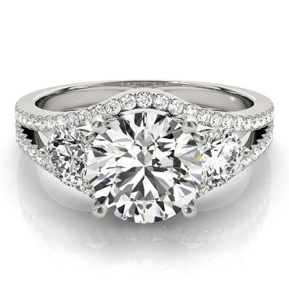 14k White Gold 3 Stone Split Pave Shank Diamond Engagement Ring (2 3/4 cttw) RCJ Rings  CELESTIA LUXE JEWELLERS