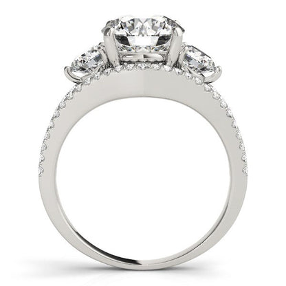 14k White Gold 3 Stone Split Pave Shank Diamond Engagement Ring (2 3/4 cttw) RCJ Rings  CELESTIA LUXE JEWELLERS