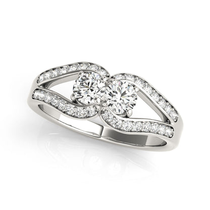 Two Stone Split Shank Design Diamond Ring in 14k White Gold (3/4 cttw) RCJ Rings  CELESTIA LUXE JEWELLERS