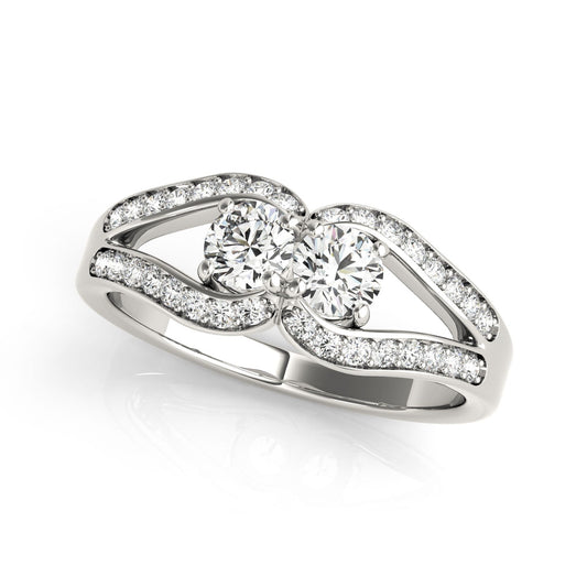 Two Stone Split Shank Design Diamond Ring in 14k White Gold (3/4 cttw) RCJ Rings  CELESTIA LUXE JEWELLERS