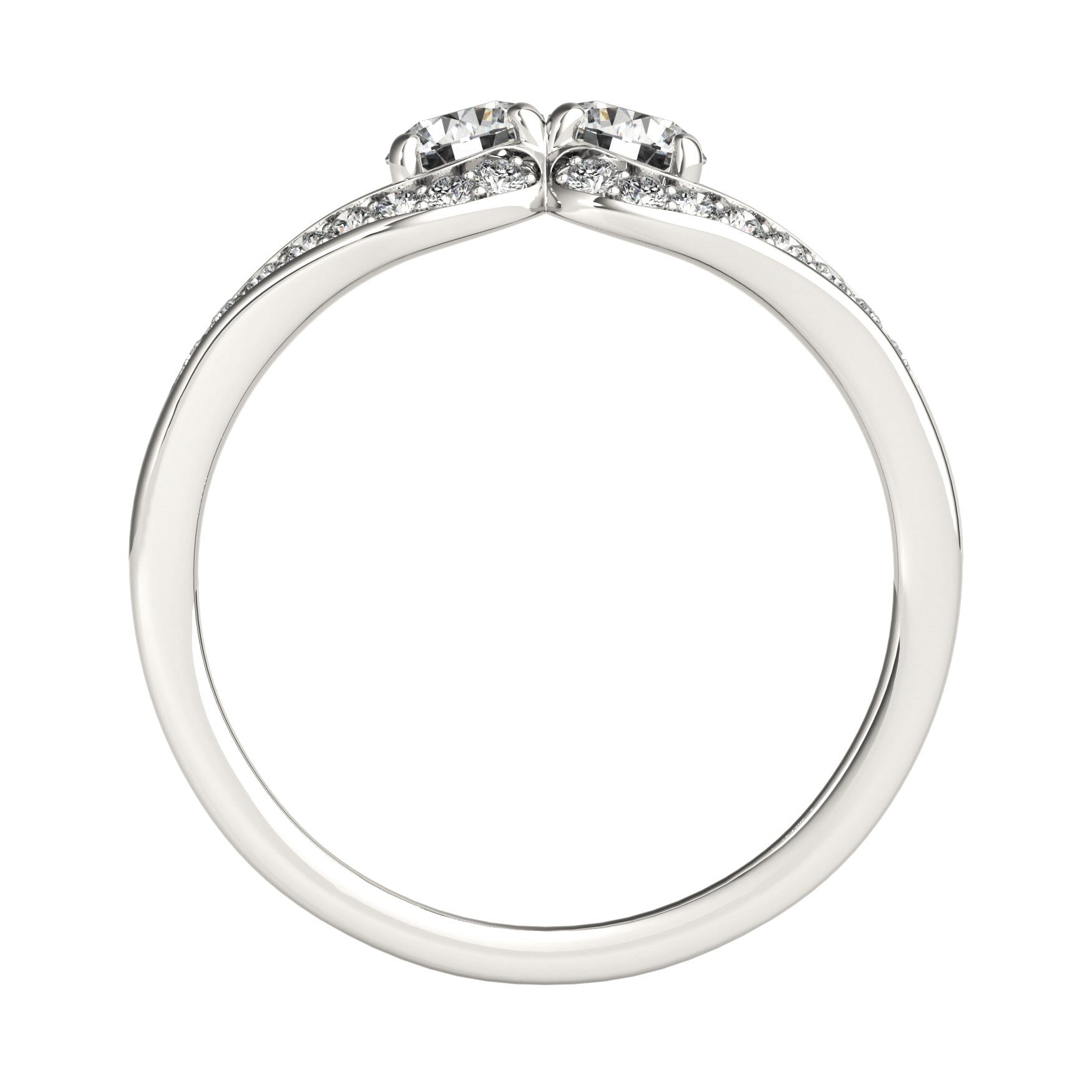 Two Stone Split Shank Design Diamond Ring in 14k White Gold (3/4 cttw) RCJ Rings  CELESTIA LUXE JEWELLERS