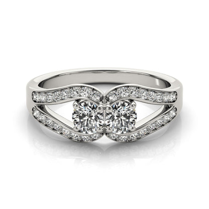 Two Stone Split Shank Design Diamond Ring in 14k White Gold (3/4 cttw) RCJ Rings  CELESTIA LUXE JEWELLERS
