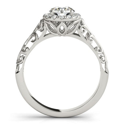 14k White Gold Halo Antique Style Round Diamond Engagement Ring (5/8 cttw) RCJ Rings  CELESTIA LUXE JEWELLERS