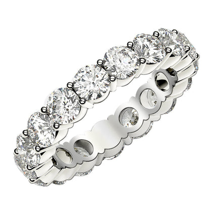 Round Cut Lab Grown Diamond Eternity Ring in 14k White Gold (3 cttw FG/VS2) RCJ Rings  CELESTIA LUXE JEWELLERS