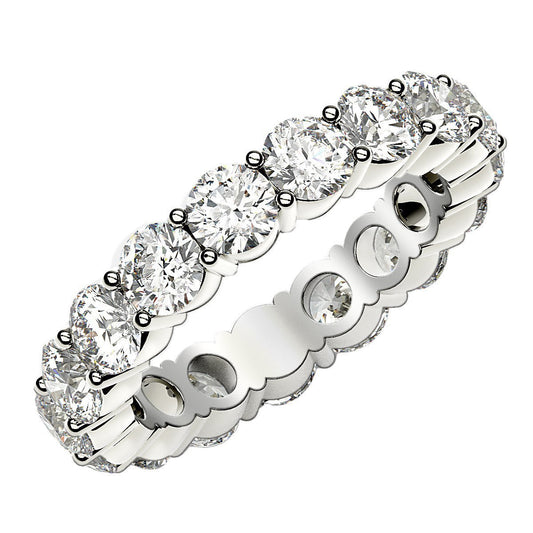 Round Cut Lab Grown Diamond Eternity Ring in 14k White Gold (3 cttw FG/VS2) RCJ Rings  CELESTIA LUXE JEWELLERS