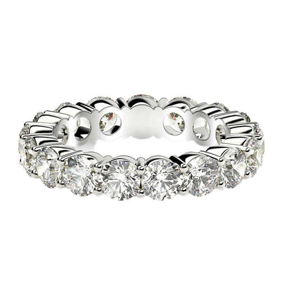 Round Cut Lab Grown Diamond Eternity Ring in 14k White Gold (3 cttw FG/VS2) RCJ Rings  CELESTIA LUXE JEWELLERS