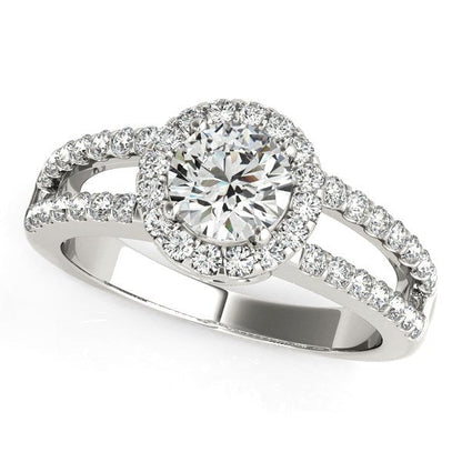 14k White Gold Round Diamond Split Shank Design Engagement Ring (7/8 cttw) RCJ Rings  CELESTIA LUXE JEWELLERS