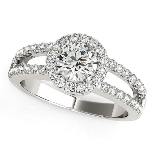 14k White Gold Round Diamond Split Shank Design Engagement Ring (7/8 cttw) RCJ Rings  CELESTIA LUXE JEWELLERS