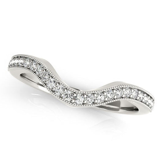 14k White Gold Milgrained Border Curved Diamond Wedding Band (1/5 cttw) RCJ Rings  CELESTIA LUXE JEWELLERS