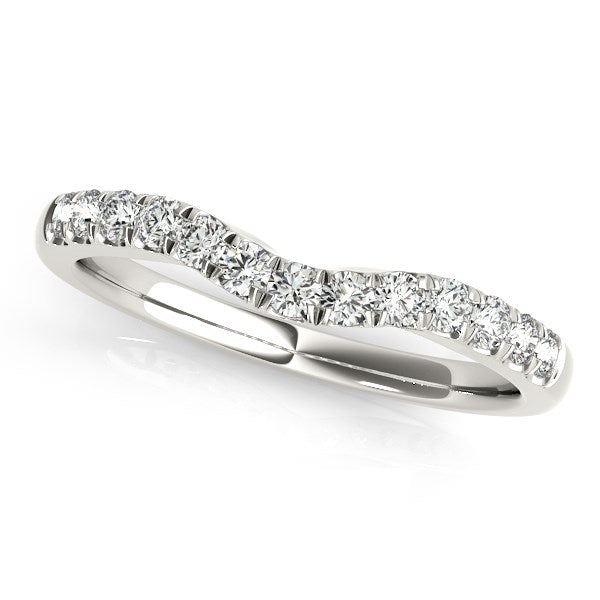 14k White Gold Diamond Curved Design Wedding Band (1/4 cttw) RCJ Rings  CELESTIA LUXE JEWELLERS